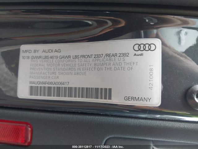 WAUGMAF4XKA006417 Audi A4 40 Premium/40 Titanium Premium