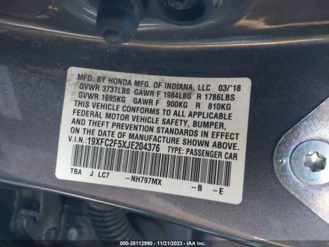 19XFC2F5XJE204376 Honda Civic Lx