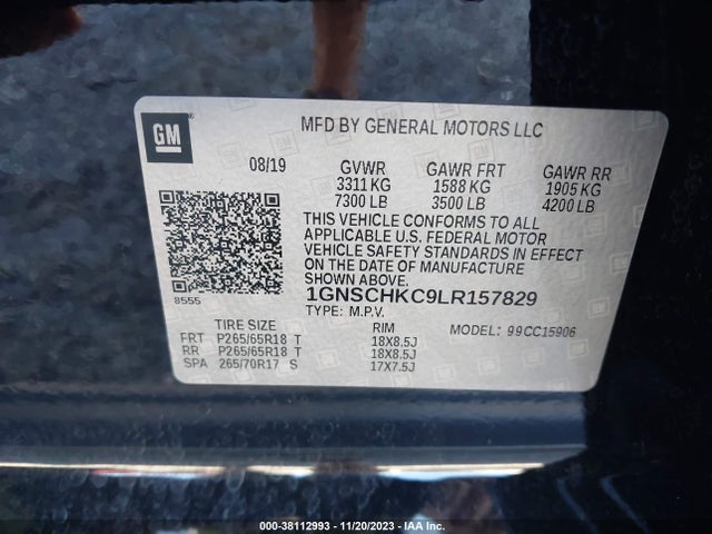 Chevrolet Suburban 2wd Lt 2020 1GNSCHKC9LR157829 Image 9