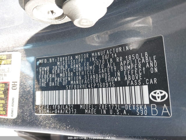 Toyota Corolla S Premium 2014 5YFBURHE4EP160915 Image 9