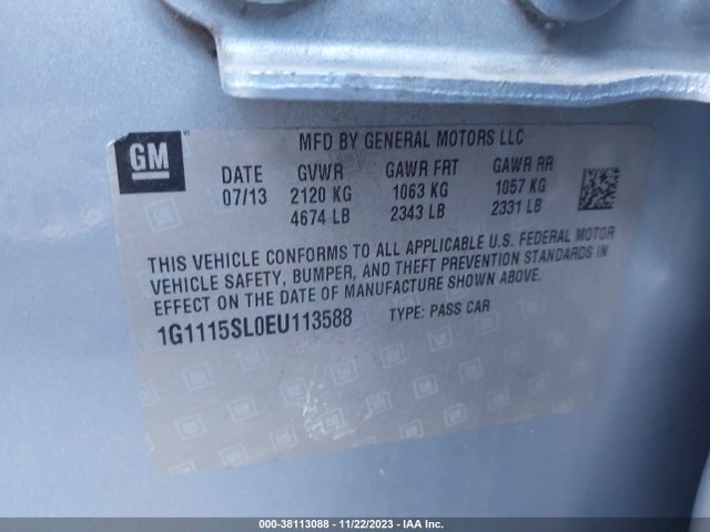 Chevrolet IMPALA 1LT 2014 1G1115SL0EU113588 Image 9