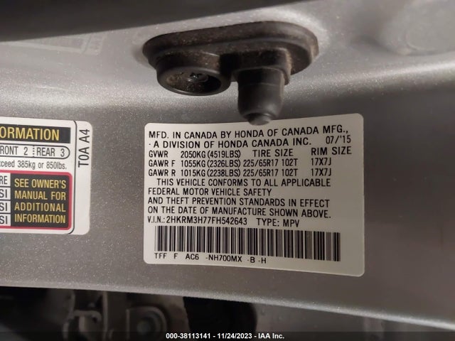 Honda Cr-v Ex-l 2015 2HKRM3H77FH542643 Image 9