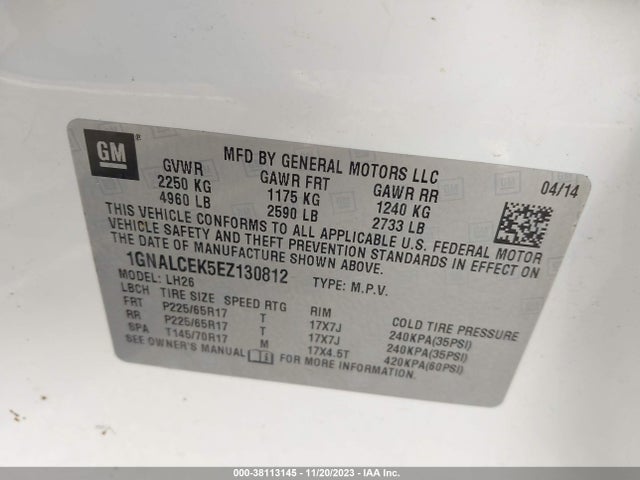 Chevrolet Equinox 2lt 2014 1GNALCEK5EZ130812 Image 9