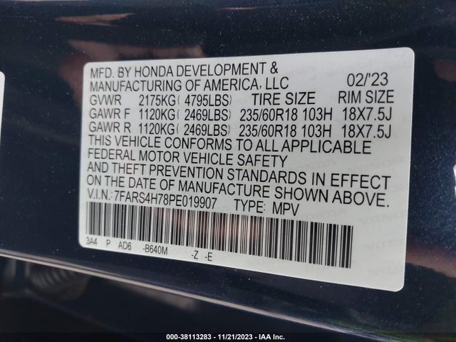 Honda Cr-v Ex-l Awd 2023 7FARS4H78PE019907 Image 9