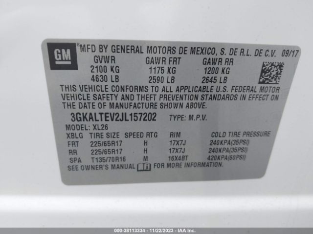 3GKALTEV2JL157202 GMC Terrain Sle