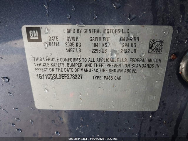 Chevrolet MALIBU 1LT 2014 1G11C5SL9EF278327 Image 9