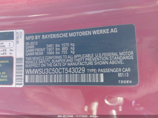 2012 MINI COOPER WMWSU3C50CT543029 Photo 8