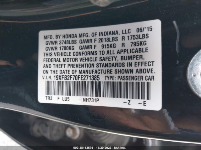 19XFB2F70FE271385 Honda CIVIC SE