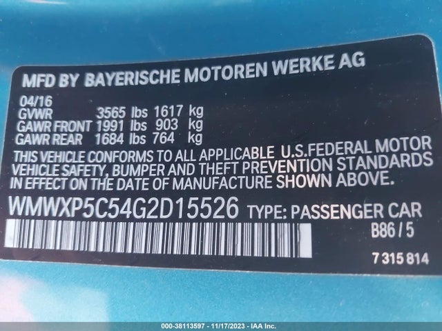 2016 MINI HARDTOP WMWXP5C54G2D15526 Photo 8