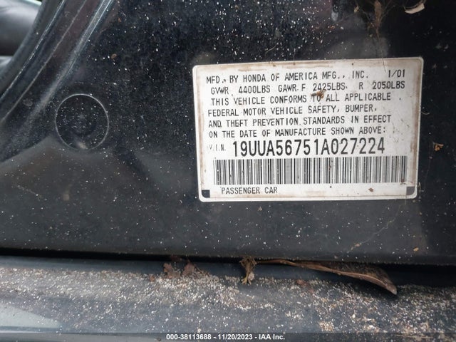 2001 ACURA TL NAVIGATION SYSTEM VIN: 19UUA56751A027224