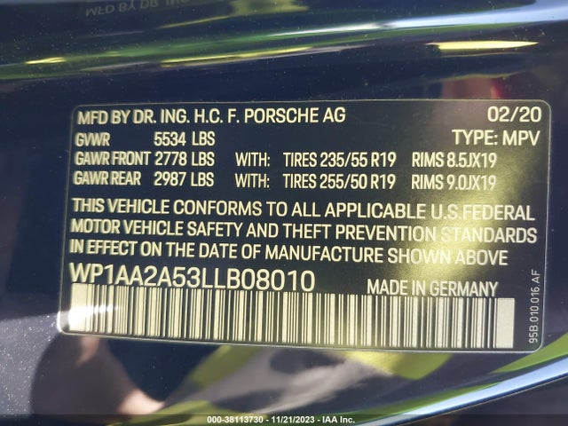 2020 PORSCHE MACAN WP1AA2A53LLB08010 Photo 8