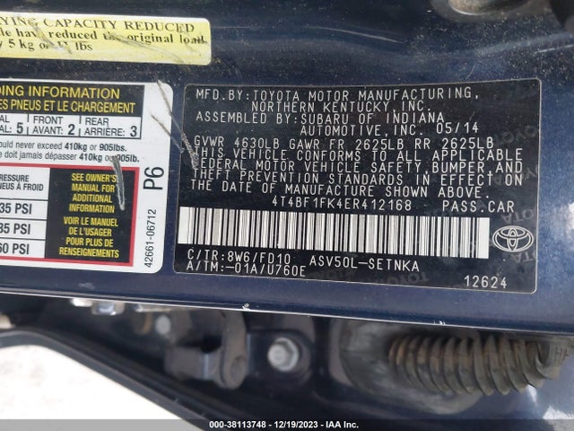Toyota CAMRY LE 2014 4T4BF1FK4ER412168 Image 9