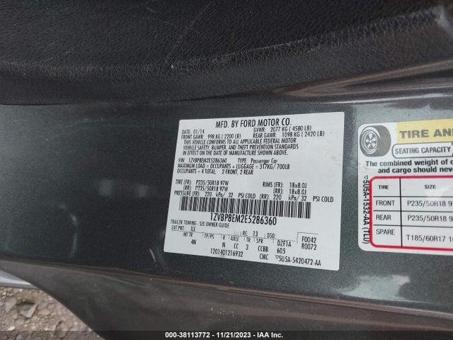 2014 FORD MUSTANG V6 PREMIUM VIN: 1ZVBP8EM2E5286360