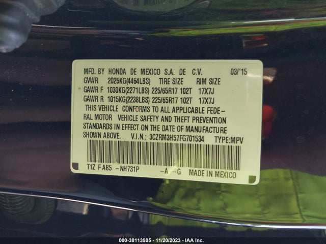 Honda CR-V EX 2015 3CZRM3H57FG701534 Image 9