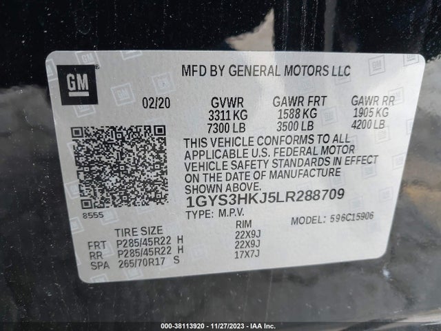 1GYS3HKJ5LR288709 Cadillac Escalade Esv 2wd Luxury