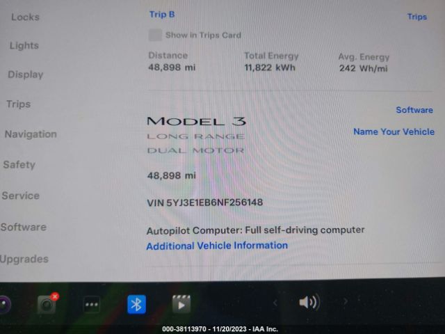 5YJ3E1EB6NF256148 Tesla Model 3 Long Range Dual Motor All-wheel Drive