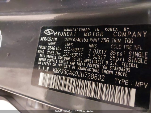 Hyundai TUCSON SEL 2018 KM8J3CA49JU728632 Image 9