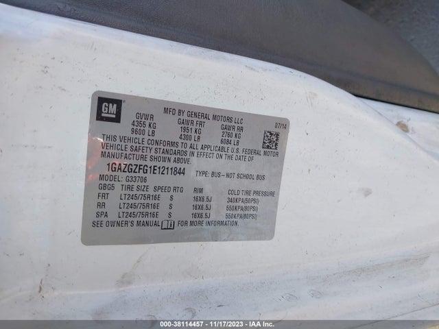 Chevrolet Express Passenger Ls 2014 1GAZGZFG1E1211844 Image 9