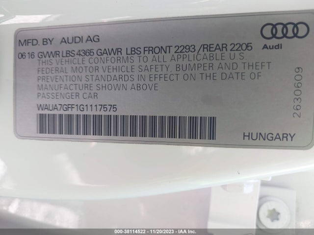 WAUA7GFF1G1117575 Audi A3 1.8t Premium