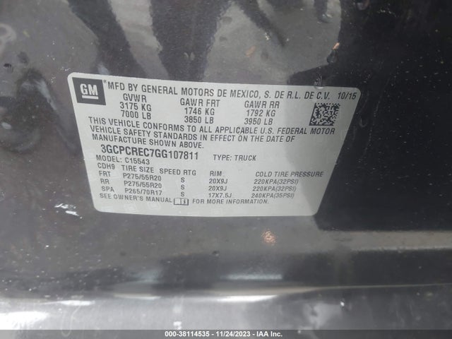 Chevrolet Silverado 1500 Lt 2016 3GCPCREC7GG107811 Image 9