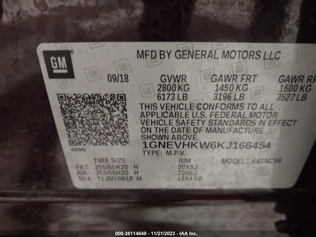 Chevrolet Traverse 3lt 2019 1GNEVHKW6KJ166454 Image 9