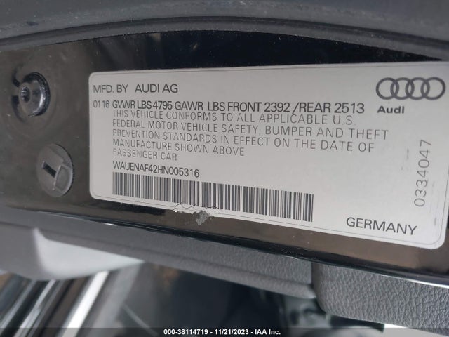Audi A4 2.0t Premium 2017 WAUENAF42HN005316 Image 9