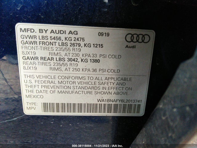 WA1BNAFY6L2013741 Audi Q5 Premium Plus 45 Tfsi Quattro S Tronic