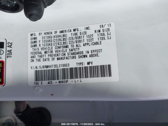 5J6RM4H73EL016603 Honda Cr-v Ex-l