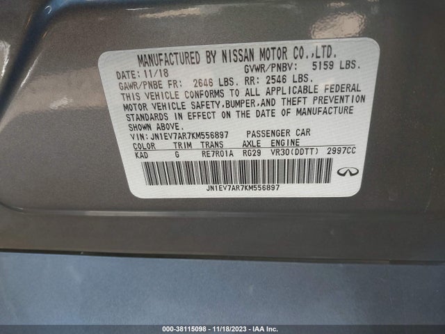JN1EV7AR7KM556897 Infiniti Q50 3.0t Luxe
