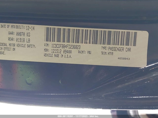 Dodge DART SXT 2015 1C3CDFBB4FD236823 Image 9