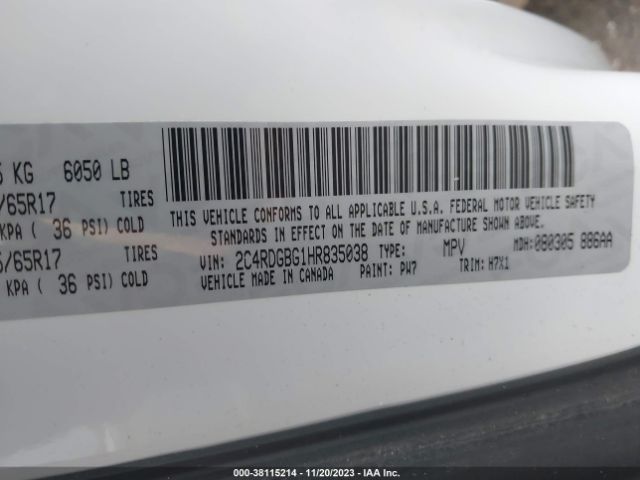 2C4RDGBG1HR835038 Dodge Grand Caravan Se