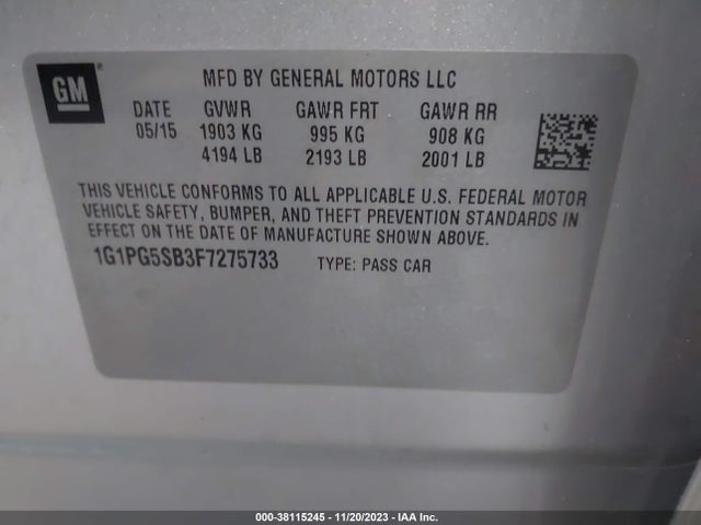 Chevrolet CRUZE LTZ 2015 1G1PG5SB3F7275733 Image 9