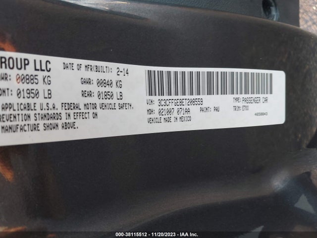 2014 FIAT 500E 3C3CFFGE8ET208559 Photo 8