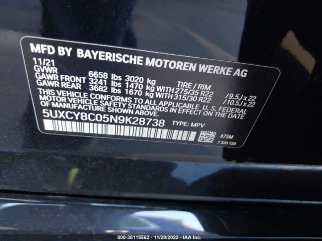 5UXCY8C05N9K28738 BMW X6 M50i