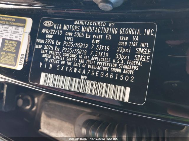 5XYKW4A79EG461502 KIA Sorento Limited V6