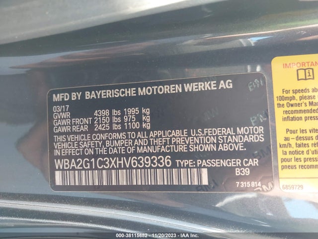 BMW M240i 2017 WBA2G1C3XHV639336 Image 9