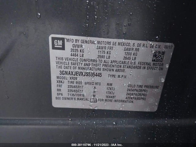Chevrolet EQUINOX LT 2018 3GNAXJEVXJS535445 Image 9