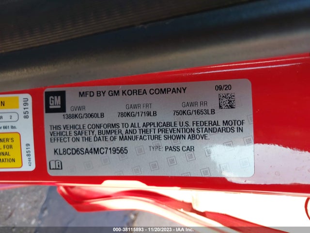 Chevrolet Spark Fwd 1lt Automatic 2021 KL8CD6SA4MC719565 Image 9