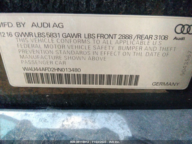 WAU44AFD2HN013480 Audi A8 L 3.0t