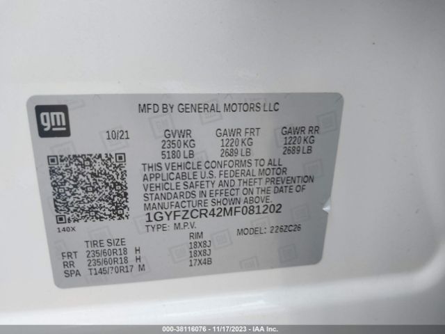 1GYFZCR42MF081202 Cadillac Xt4 Fwd Premium Luxury