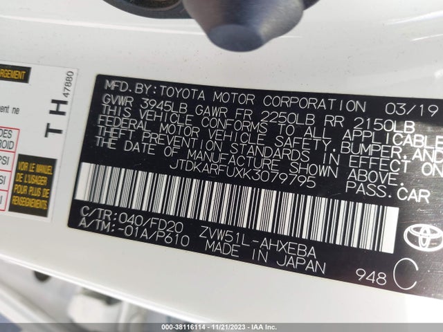 Toyota Prius Le 2019 JTDKARFUXK3079795 Image 9