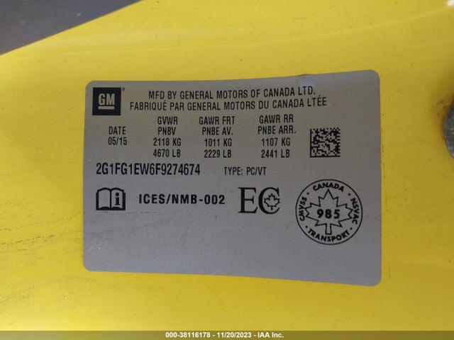 Chevrolet Camaro 1ss 2015 2G1FG1EW6F9274674 Image 9
