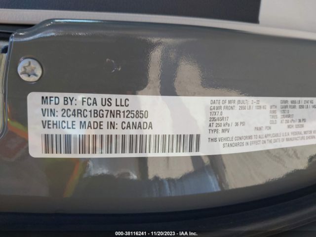 2022 CHRYSLER PACIFICA 2C4RC1BG7NR125850 Photo 8