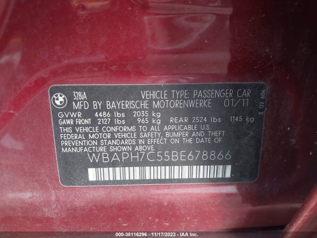 2011 BMW 328I VIN: WBAPH7C55BE678866