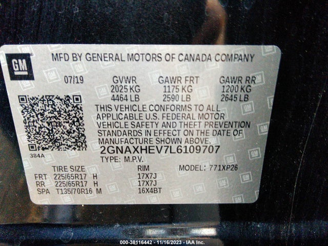 Chevrolet Equinox Fwd Ls 2020 2GNAXHEV7L6109707 Image 9