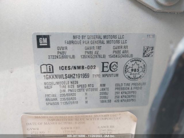 1GKKNWLS4HZ191959 GMC Acadia Slt-2