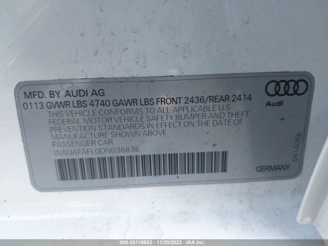 2013 AUDI A4 WAUAFAFL0DN036836 Photo 8
