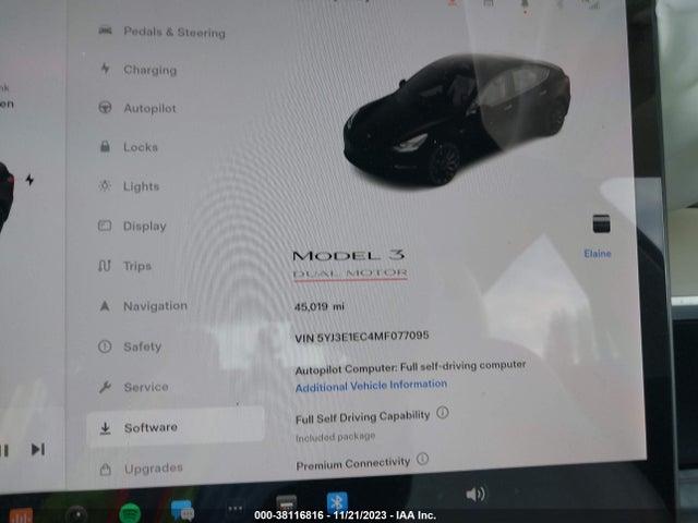 2021 TESLA MODEL 3 PERFORMANCE DUAL MOTOR ALL-WHEEL DRIVE VIN: 5YJ3E1EC4MF077095