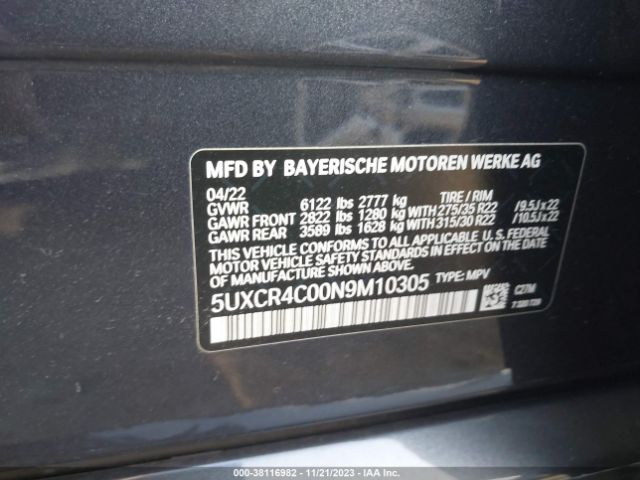 5UXCR4C00N9M10305 BMW X5 Sdrive40i