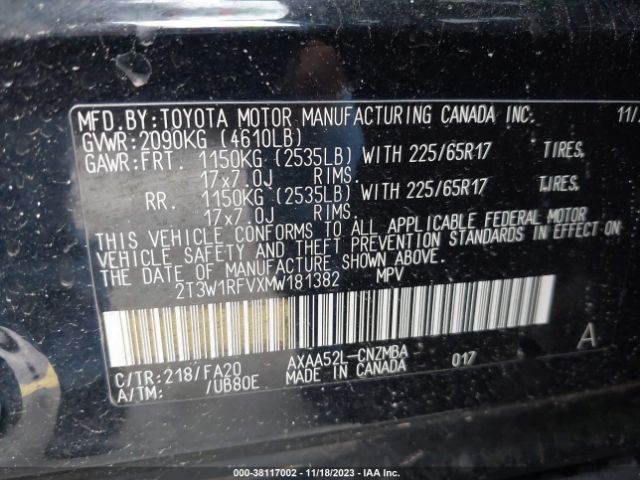 2021 TOYOTA RAV4 2T3W1RFVXMW181382 Photo 8